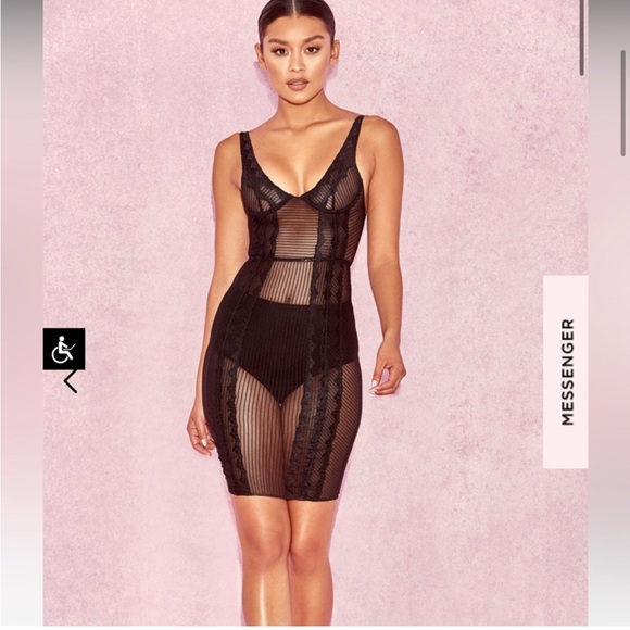 House of CB Romi Black Lace Underwire Nightie Dress, Size XSmall, retail $149 - Picture 7 of 10